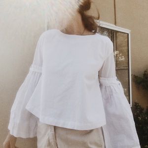 Free People Bell Sleeve White Shirt